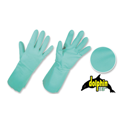 Guantes Nitrilo Con Flock Largo 13" Verde T-8 11931008 - MARKEMSTORE