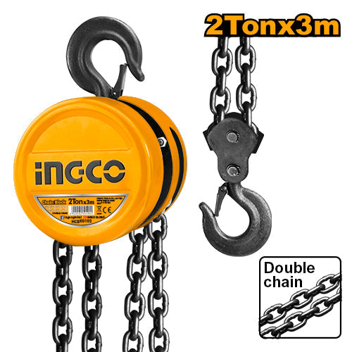 Diferencial Manual De Cadena 2Ton 3Mts X 2 Cadenas Ingco HCBK0102 - MARKEMSTORE