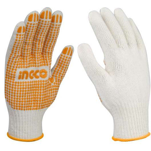 Guantes Algodón Pvc Punto 1 Cara T10 Ingco HGVK05 - MARKEMSTORE